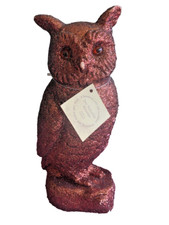 Ino Schaller Paper Mache Spooky Halloween OWL Figure with Glass Eyes and IDs 10"