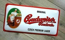 Budvar Original Budweiser Czech Premium Lager Czech Enamel Advertising Sign