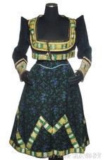 ANTIQUE German folk costume MUSEUM purple wool pleated skirt floral apron jacket