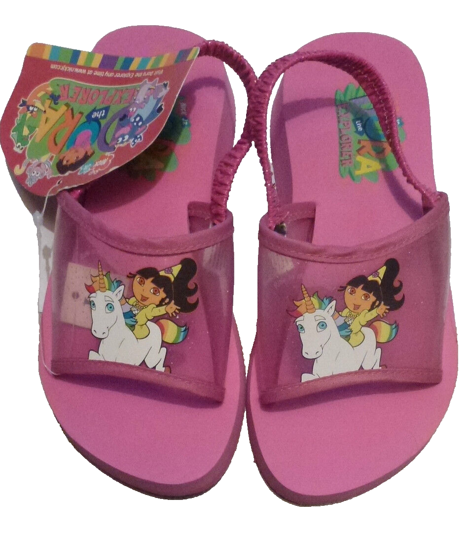 2005 DORA EXPLORER GIRLS WEDGE SLIP ON SANDALS SHOES~NEW~SZ