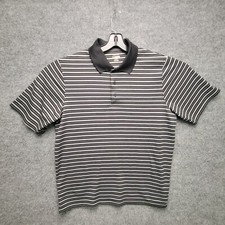 Reebok Play Dry Short Sleeve Golf Shirt Mens L Black Striped