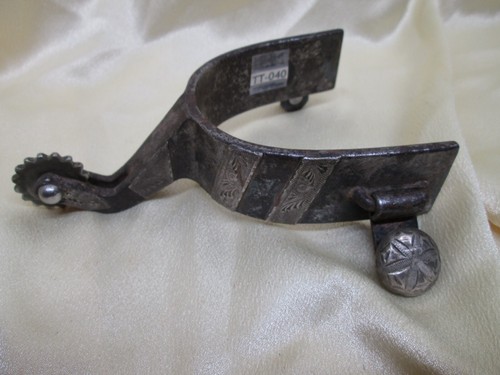 Rare CR CROCKETT STERLING SILVER MOUNTED Single Spur As Found Condition