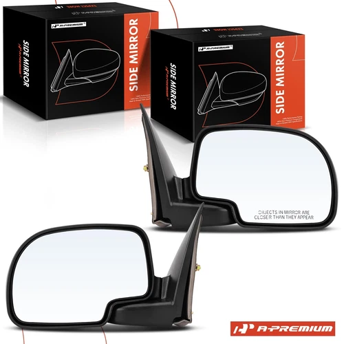 A-Premium Black Manual Mirror LH & RH for Chevy Silverado GMC Sierra Cadillac