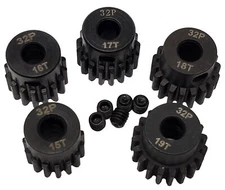 NHX RC 32P 5mm Bore Hardened Steel Pinion Gears: 15T, 16T, 17T, 18T, 19T