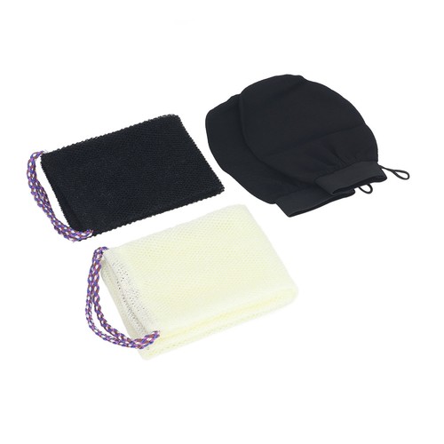 (Black Beige 4Pcs Set) 4Pcs Nylon Drawstring Model African Bath Towel Latheri - Picture 19 of 23