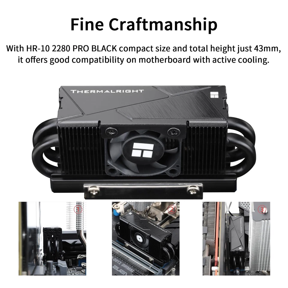 Dissipador de calor Thermalright HR10 2280 PRO preto SSD resfriamento, dissipador de calor dupla face, wi - Imagem 4 de 4