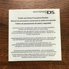 Health Safety Precautions Booklet Nintendo DS Gameboy Instruction Manual Only