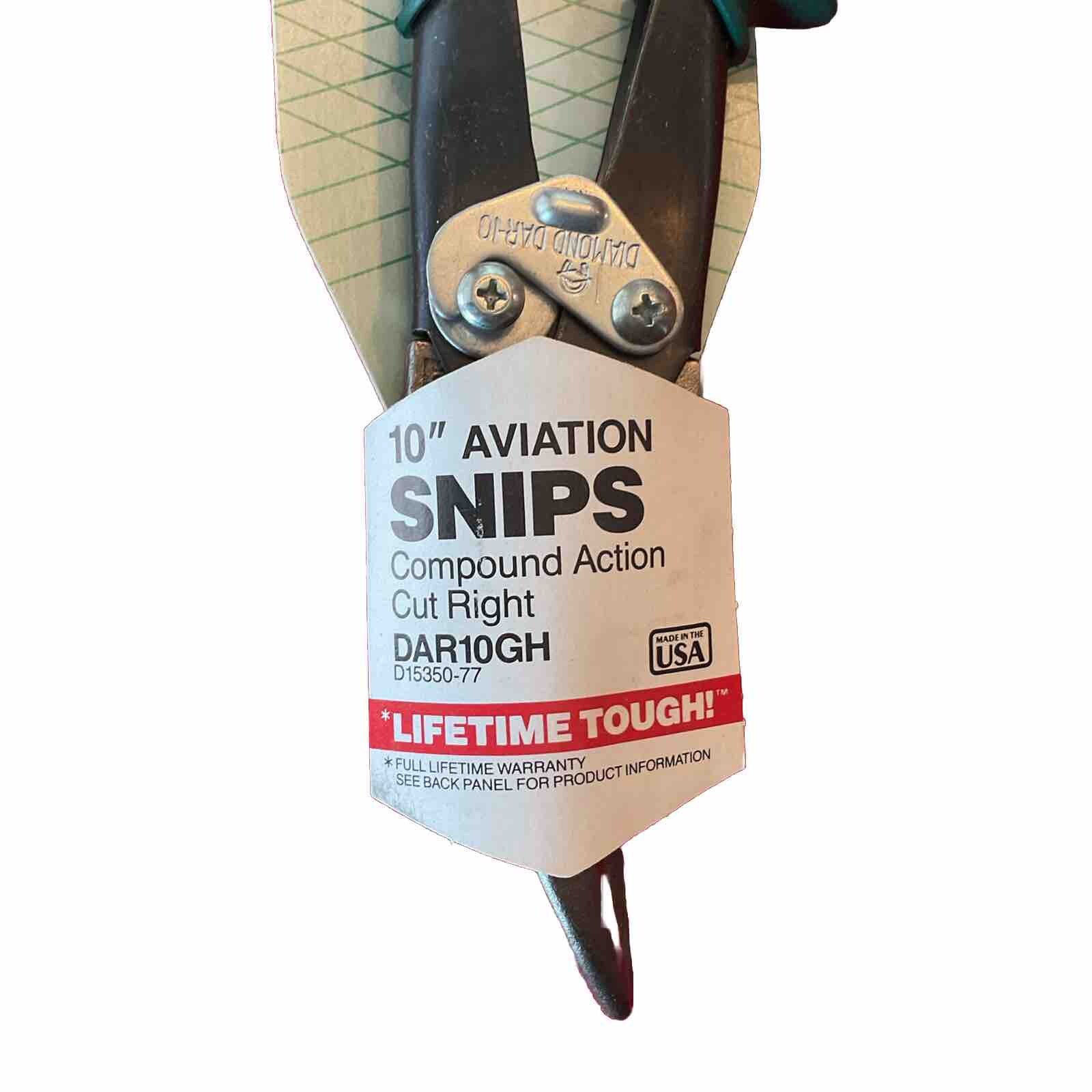 Diamond 10" Cut Right Aviation Snips DAR10GH USA Lifetime Warranty