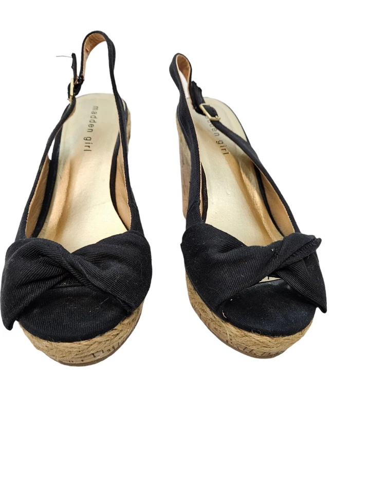 Zapatos para mujer Madden Girl Elivia Peep Toe Slingback Corcho Cuña Alpargata 8,5 Foto 3 de 4