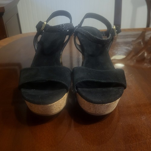 Ugg Australia Dalessio Korkkkeilabsatz Leder geflochten Slingback schwarz Gr. 6,5 Sandale - Bild 4 von 19