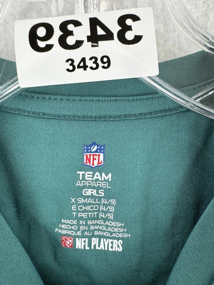 Camiseta verde Philadelphia Eagles Jalen Hurts #1 NFL jóvenes niñas XS 4-5 Foto 3 de 4