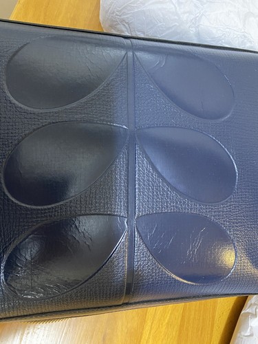 New Orla Kiely Stem Large Iris Blue Leather Bag - Picture 19 of 24