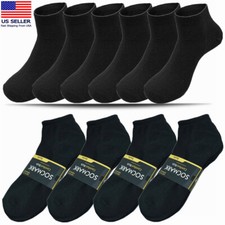 Men 3-12 Pairs Black Cotton Comfort Crew Ankle Casual Low Cut Socks Size 9-13