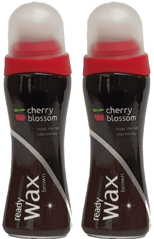 2x Cherry Blossom Instant Shoe Shine Polish Ready Wax Liquid 85ml - Brown