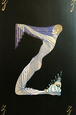 Erte 1982 Alphabet Series - Z -Veiled LADY in PEARLS Matted Print