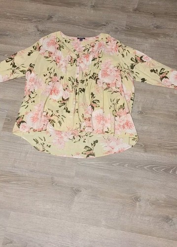 Roaman's Women's Tunic Cottage Core Country Pink w/Flowers Blouse Size 32W
