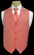 Men's Persimmon Jean Yves Tuxedo Vest  Tie Red Orange Formal Wedding Prom Groom
