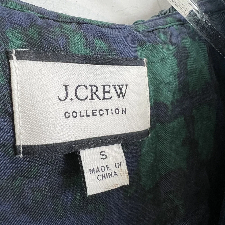 Blusa a Cuadros con Volantes de Sarga de Seda Colección J Crew para Mujer Talla Pequeña Abeto Oscuro Foto 4 de 4