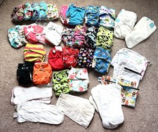 Huge Cloth Diaper Lot 29 Diapers 20 Extra Inserts 3 Wet Bags