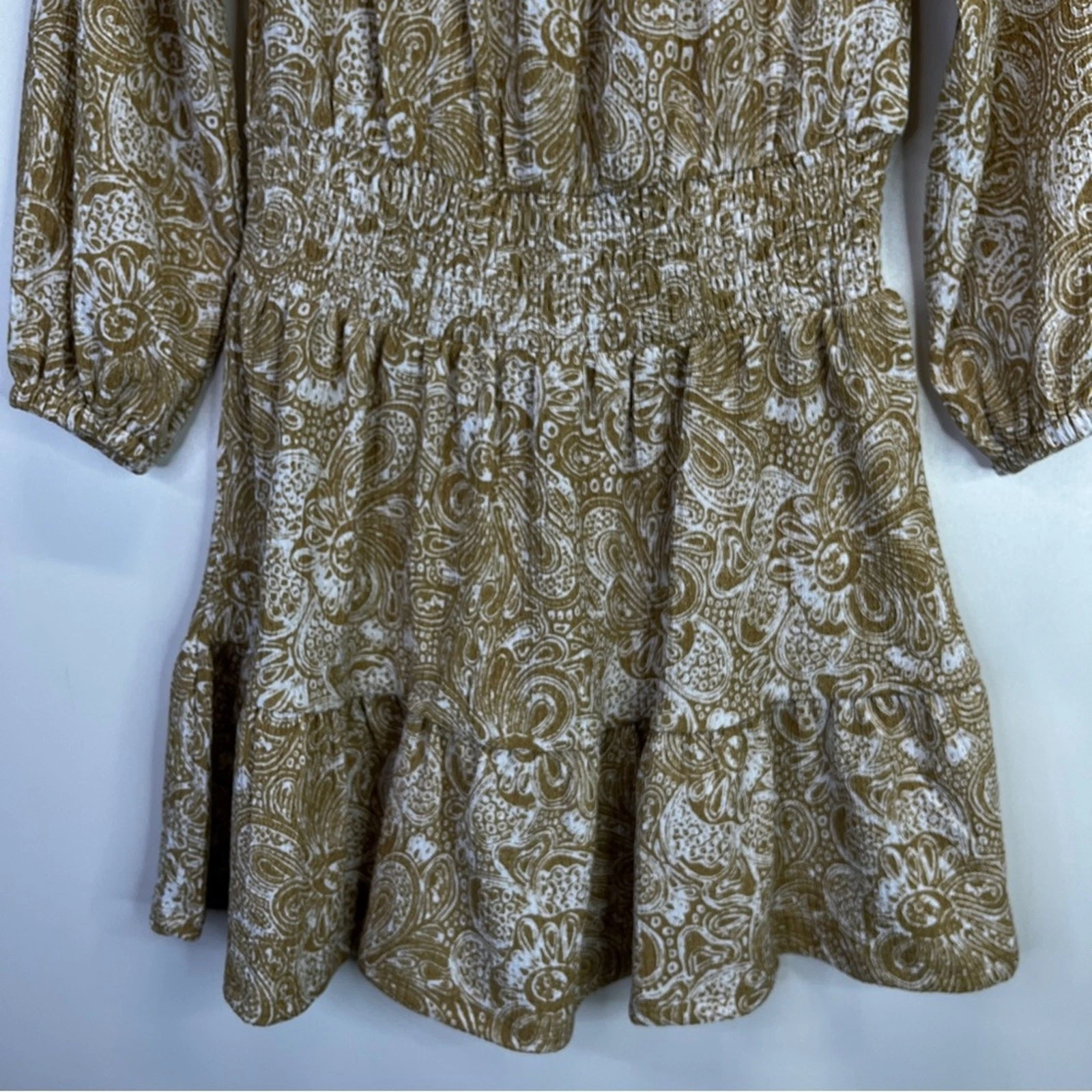 Michael Kors Daytime Paisley mini abito kaki nuovo con etichette vendita al dettaglio $140 S