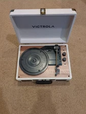 Victrola Venture Bluetooth Suitcase Record Player w/ Speakers – Oak, 3-Speed