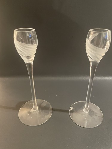 Lenox Crystal Windswept 7" Single Candlesticks Set of 2 - Picture 4 of 11