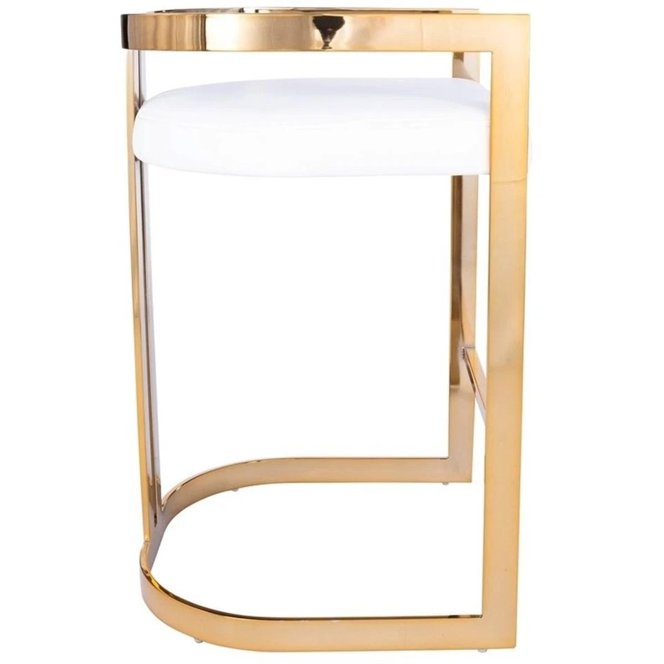 Beaumont Lane Metropolitan Living 25'' Modern Metal Counter Stool in Gold/White - Image 3 of 4