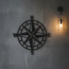 Large Vintage Ship Wheel Nautical Compass Wall Art Coastal Decor
