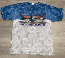 Liquid Blue Boeing Airplane T-shirt LARGE C-17 Globemaster III Tie Dye VINTAGE