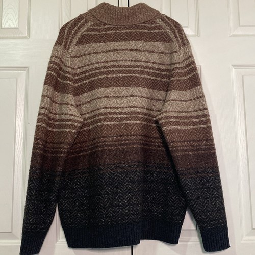 Tommy Bahama Sweater Mens L wool alpaca brown retro professor cowl neck pullover - Picture 2 of 9