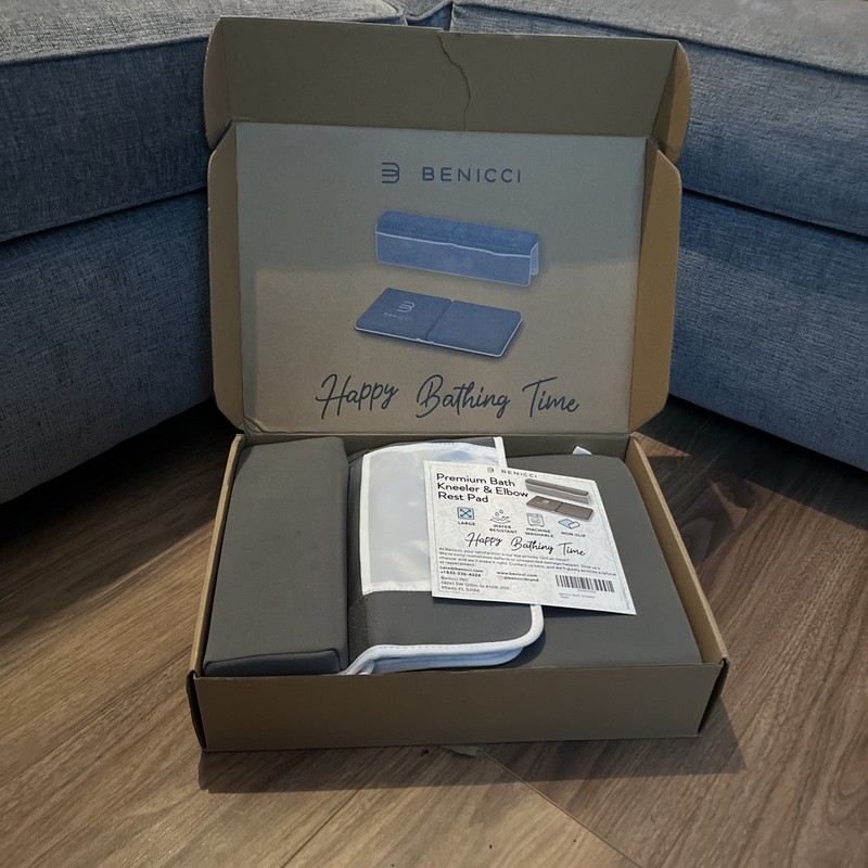 Premium Bath Kneeler and Elbow Rest Pad Set, (Dark Grey）