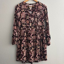 Knox Rose boho dress, paisley print on black, Small