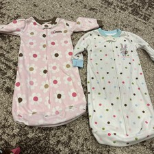 Carter's Baby Girl Fleece Sleep Sack Bag 0-9 Months Please Look At Button Area