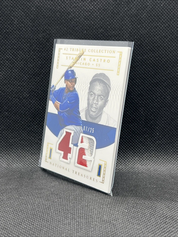 Camiseta deportiva 2016 Panini National Treasures 42 Tribute Starlin Castro #07/25 Robinson Foto 3 de 4