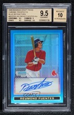 2009 Bowman Draft Prospects Chrome Blue Refractor 23/150 Rey Fuentes BGS 9.5 0s3