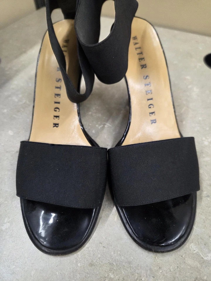 Walter Steiger Zapatos Mujer Talla 9 Tacón Bloque Hecho en Italia Sandalias de Diseñador Foto 2 de 4
