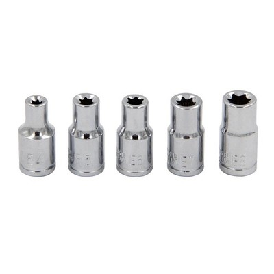 5Pcs E Torx Star Female Bit Socket Set 1/4'' Drive E4 -E8