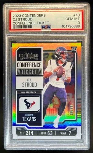 2023 Contenders C.J. Stroud RC Conference Ticket Season #/99 Texans PSA 10