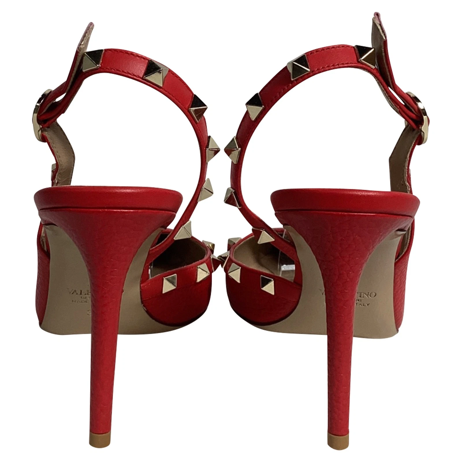Valentino Rockstud décolleté slingback in pelle donna rosso taglia 39