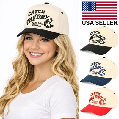 C.C Women CATCH OF THE DAY Embroidered Cotton Trucker Snapback Baseball Cap Hat