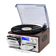 Record Player 9 in 1 3 Speed Bluetooth Vintage Turntable CD Cassette Vinyl Pl...