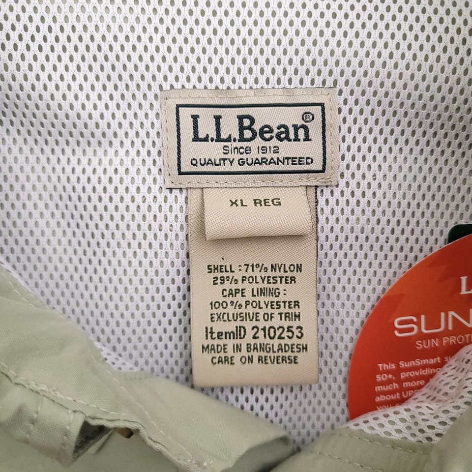Chemise De Pêche LL Bean Tropicwear Homme – XL, Gris Kaki, Manches Longues, Ventilée