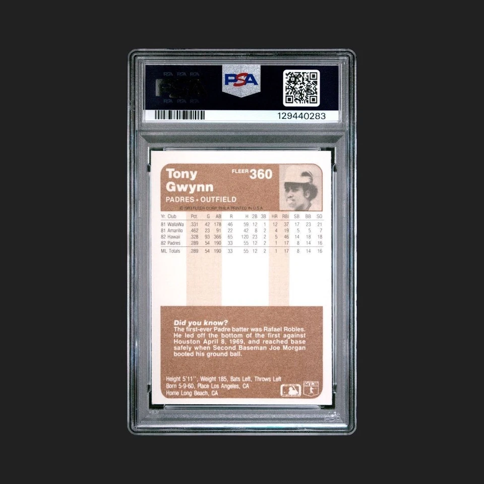 Fleer Tony Gwynn Rookie RC 1983 #360 Padres PSA 7 Foto 2 de 3