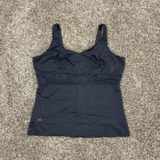 Ruby Ribbon Empress Cami Size 44 Dark Gray Adjustable Lace Grippy Hem 1833