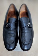 Classic Men's Gucci Loafers Black Calf GG Logo New Soles & Heels US 10 