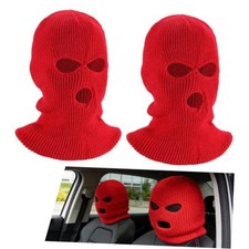 2PCS Car Headrest Cover, Funny 3 Hole Car Head Rest Protection Cover, Red