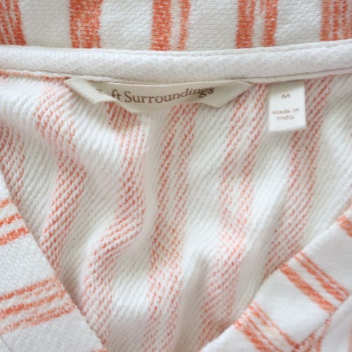 Soft Surroundings Orange & White Striped Long Sleeve V Neck Tunic Top Size M - Picture 4 of 4