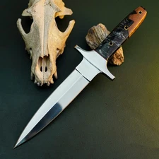 Gift-Ready 12.4" Damascus / Steel Knife Full Tang Hunt it Hunt + Leather Sheath