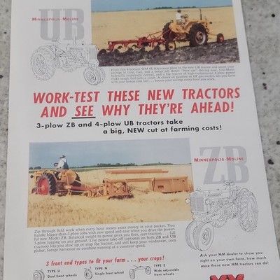 Minneapolis-Moline Tractor Plow Brochure Yellow Red Agriculture Advertising