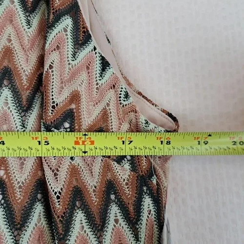 NEW Donna Morgan Sleeveless Dress Chevron Print Crochet Size 12 Natural - Picture 4 of 13